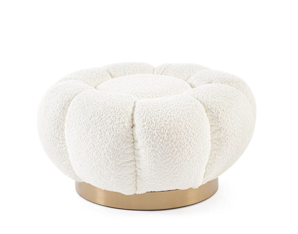 pouf en tissu bouclé - blanc