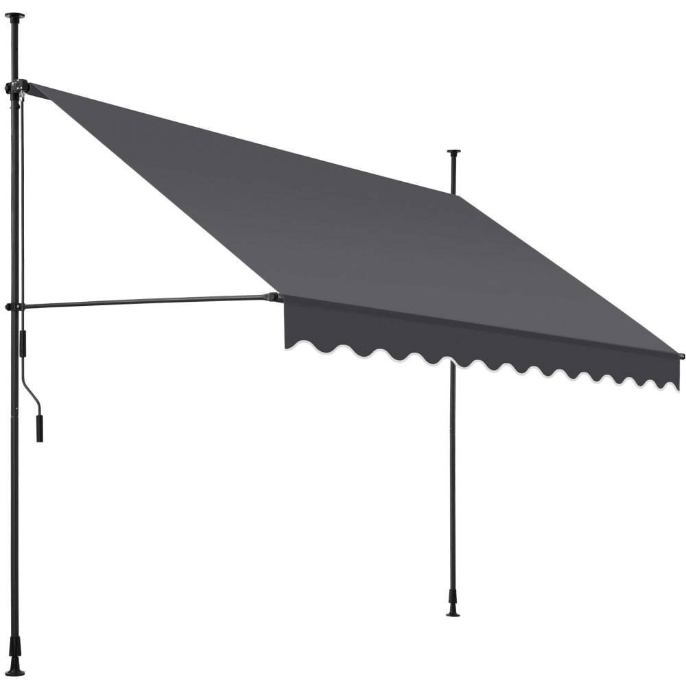 Store à pince sans perçage réglable en polyester noir et gris