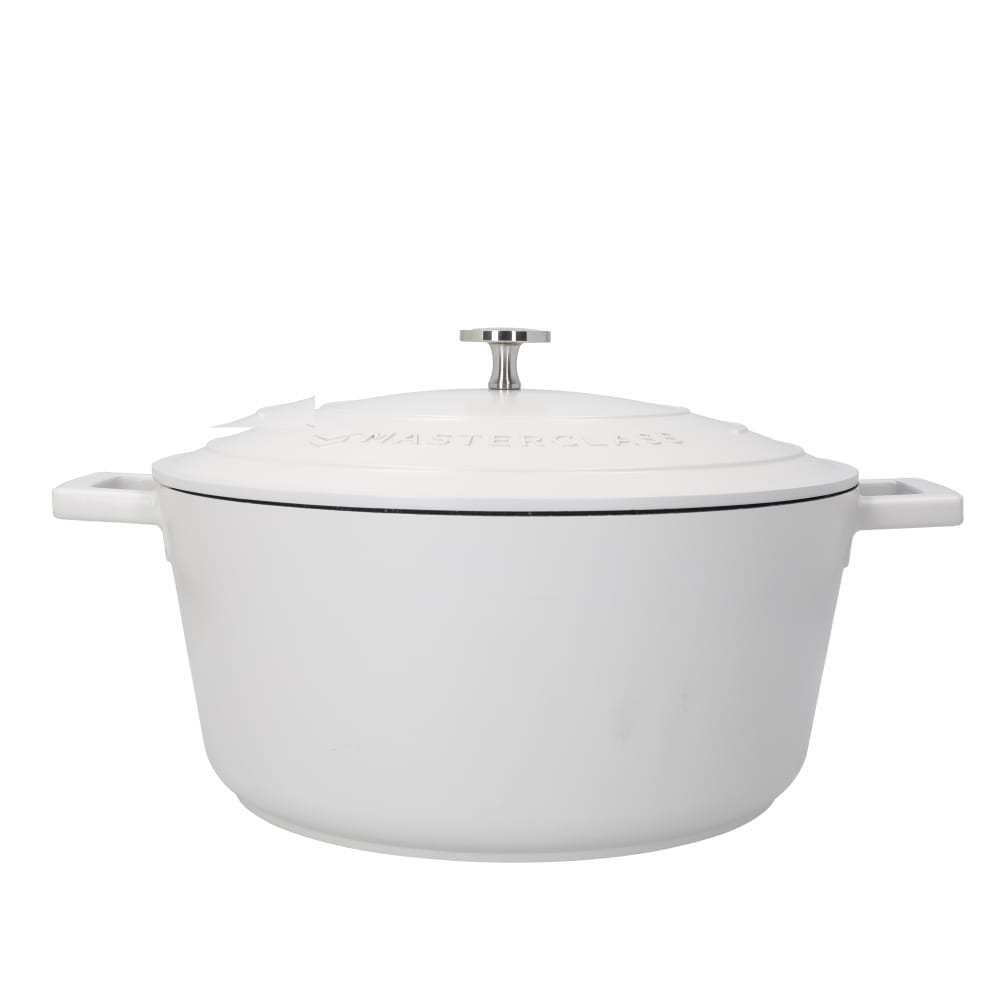 Cocotte 5L en fonte d'aluminium beige 37 x 29 x 14