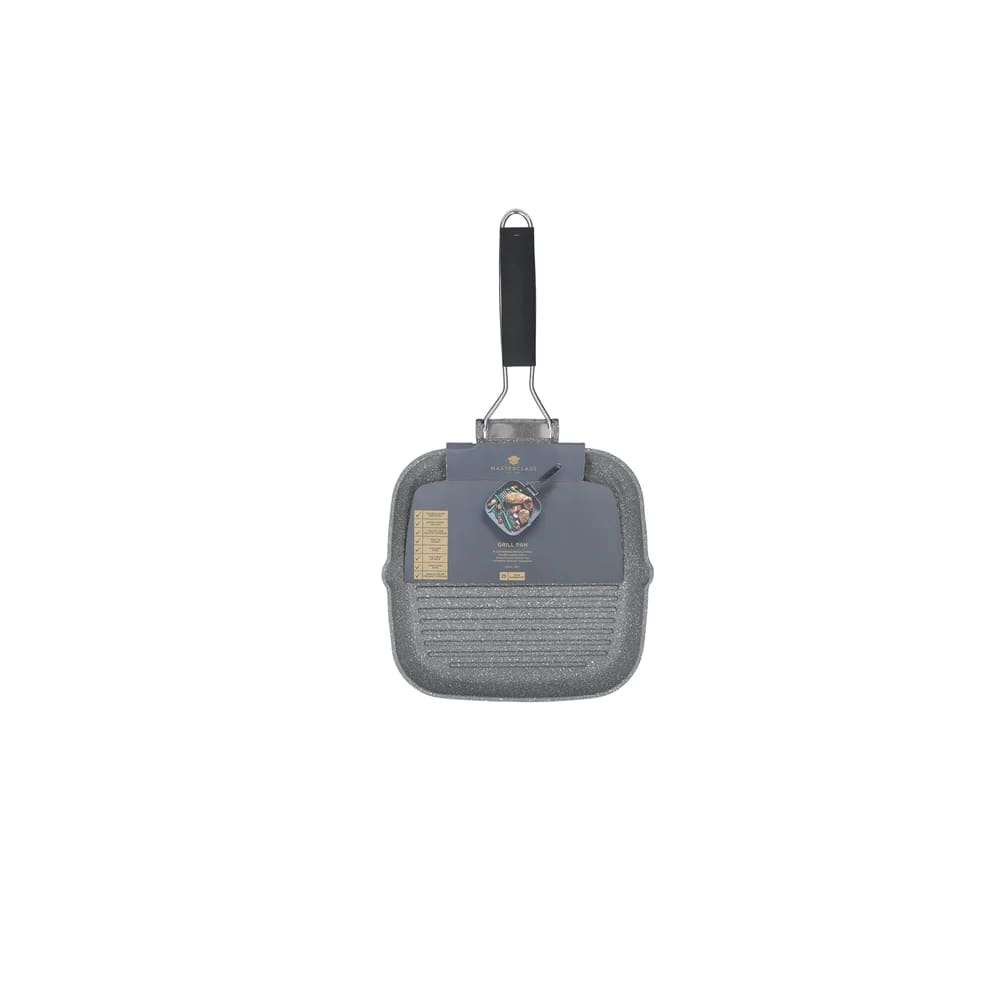 Poêle à griller 24 cm en fonte d'aluminium gris et noir