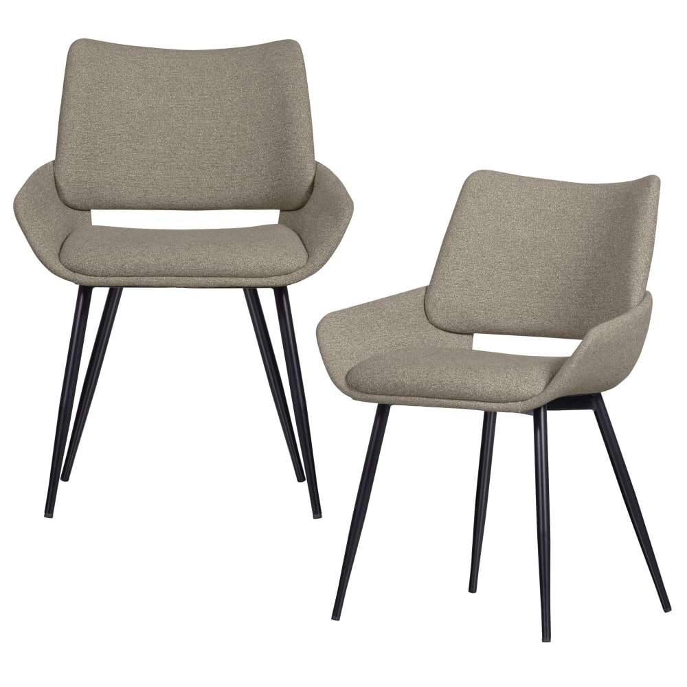 WOOOD 2er Set Esszimmerstühle aus Melange-Stoff, Sand style modern Beige Holz