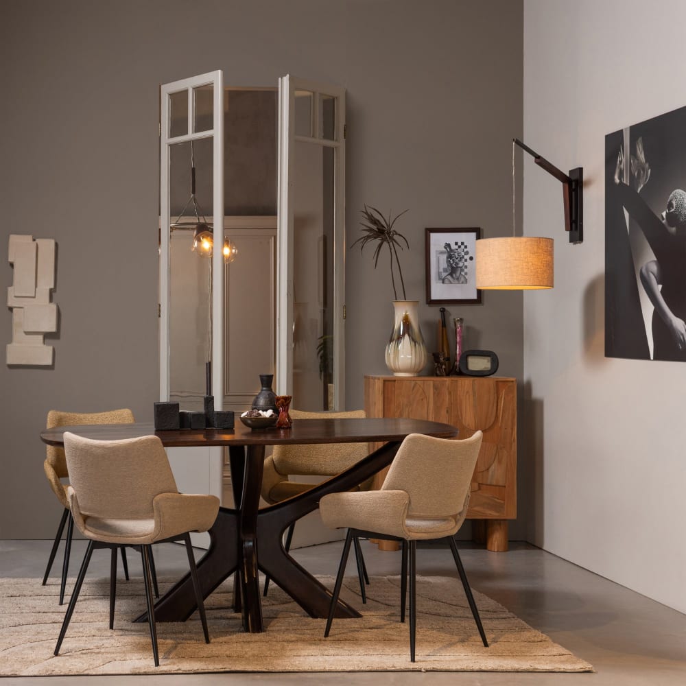 2er Set Esszimmerstühle aus Melange-Stoff, Sand - Maisons Du