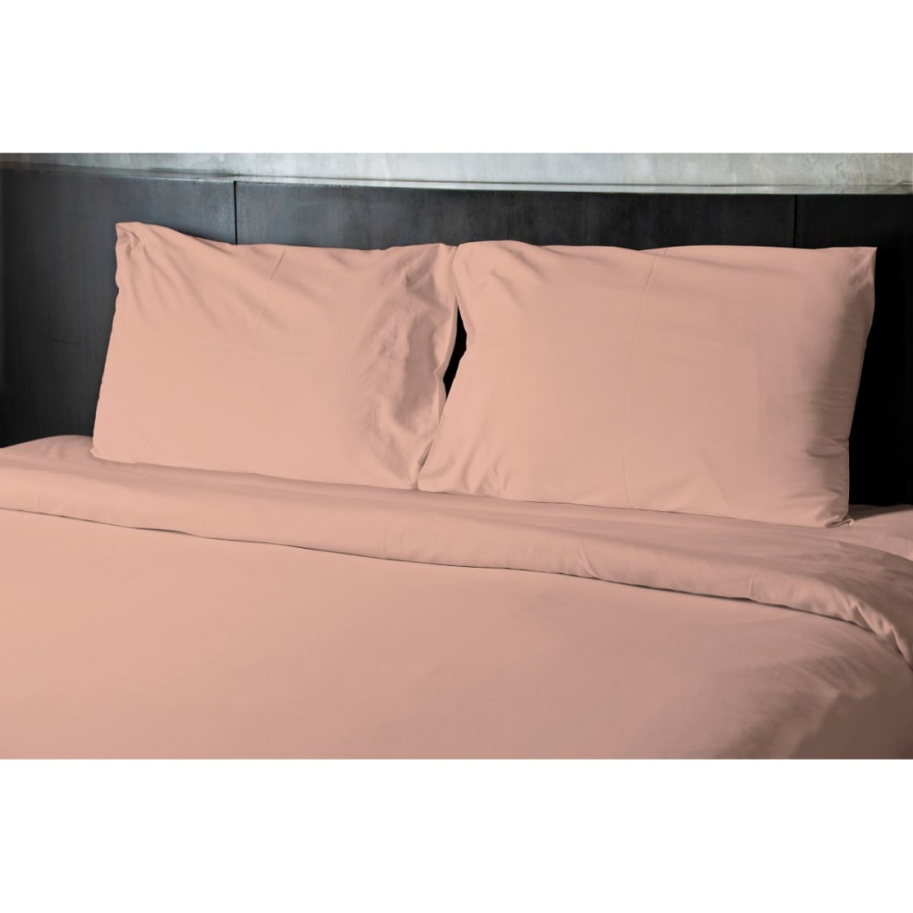 Drap plat 100% coton rose poudré 180x290 cm