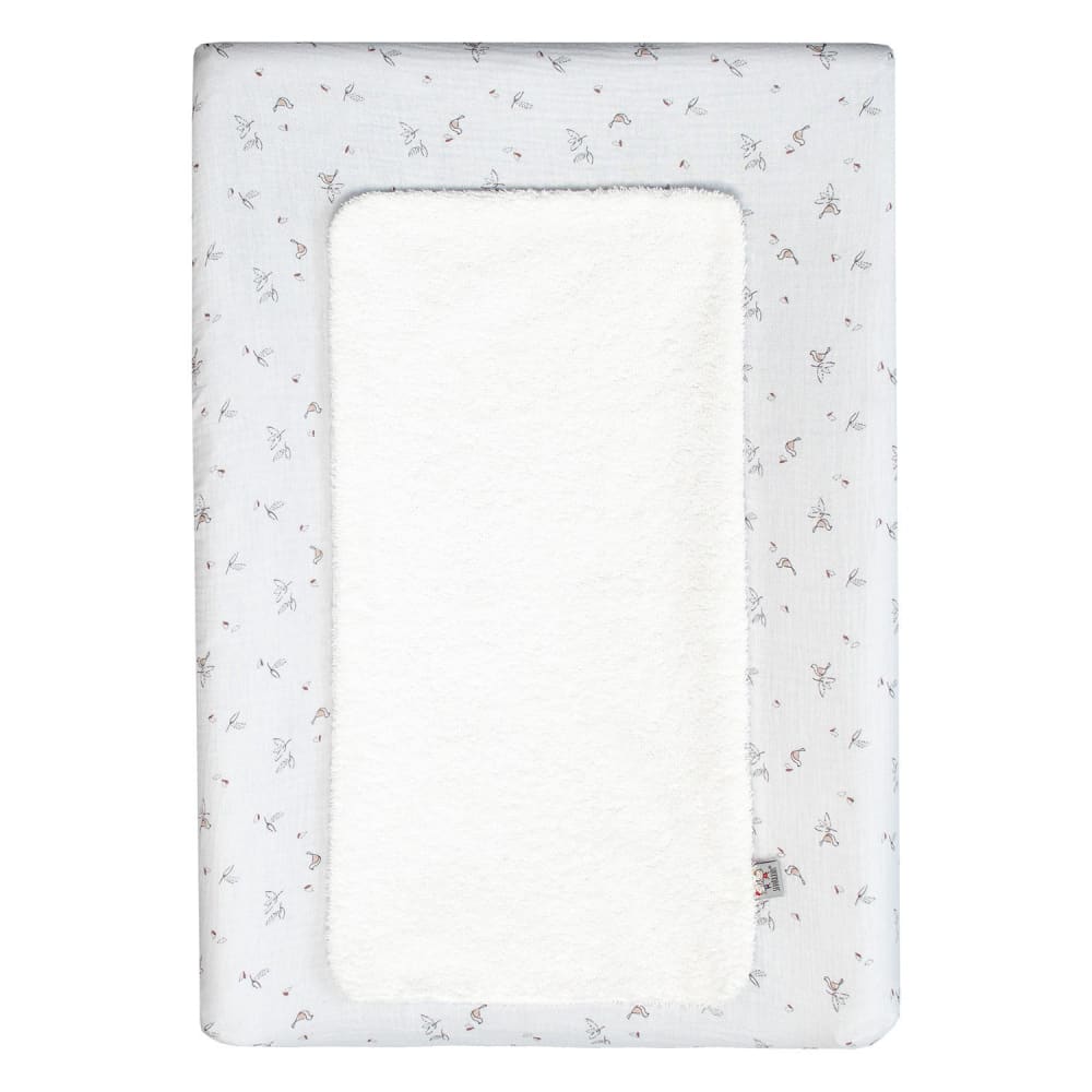 Housse matelas à langer bébé + tapis gaze de coton blanc 70x50 cm - Maisons du Monde