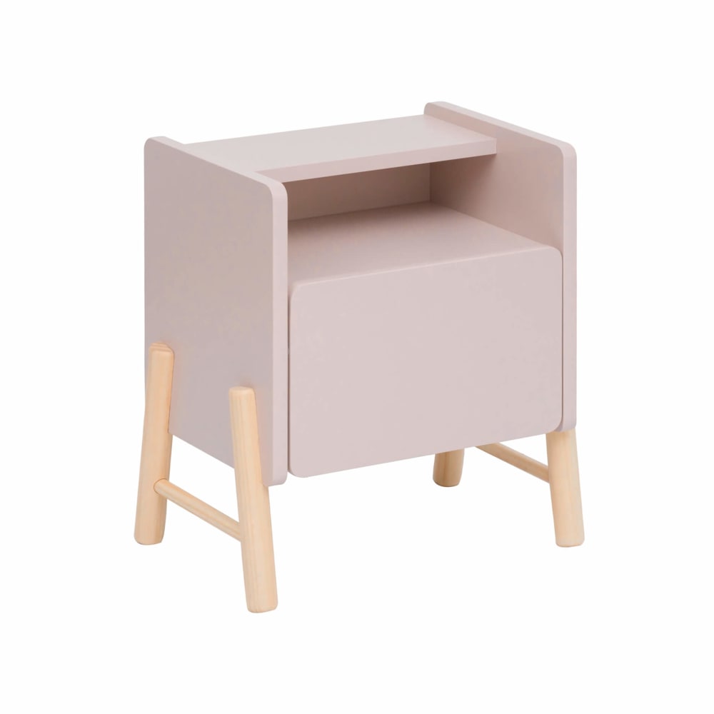 Table de chevet pour enfants rose et marron, 49x43x30 cm