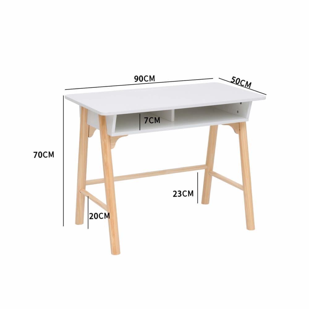 Kinderschreibtisch, 70x90x50 cm, weiß und braun - Maisons Du