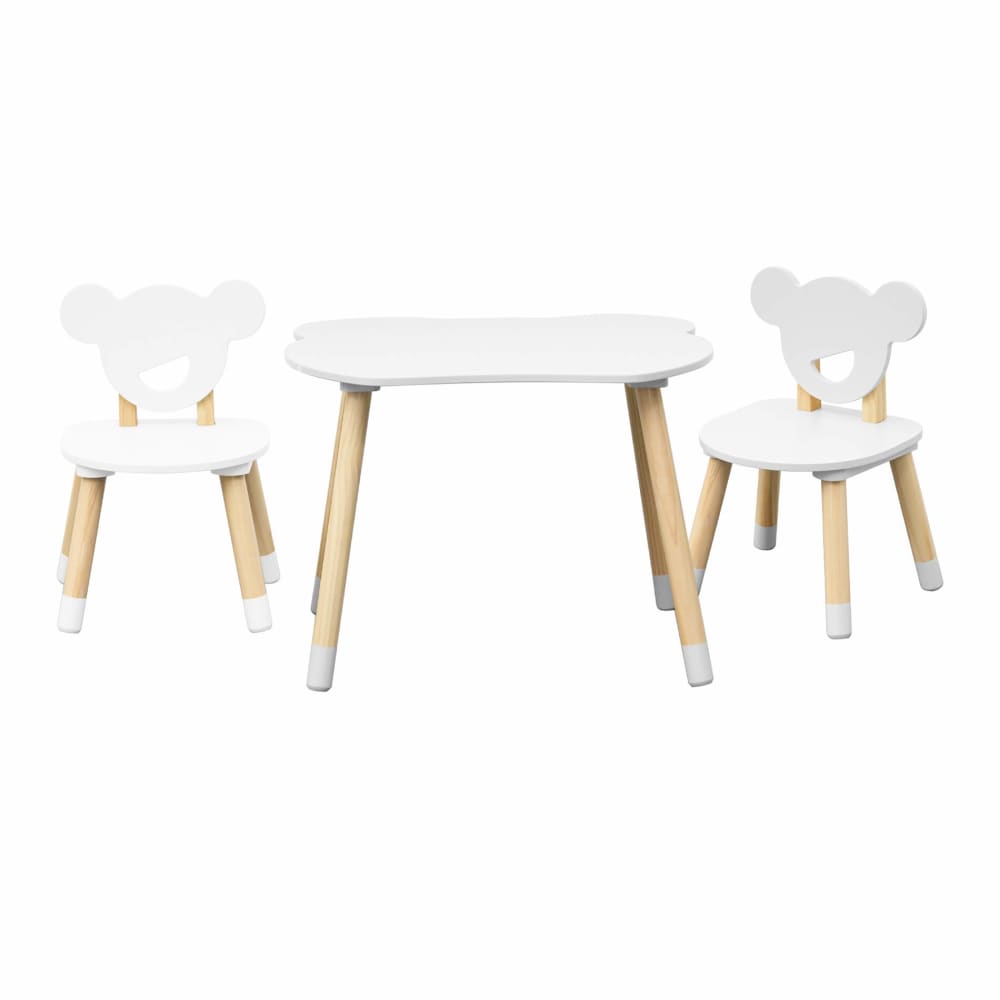 Ensemble table basse et 2 chaises pour enfants blanc et marron