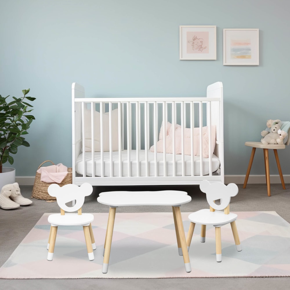 Ensemble table basse et 2 chaises pour enfants blanc et marron - Maisons du Monde