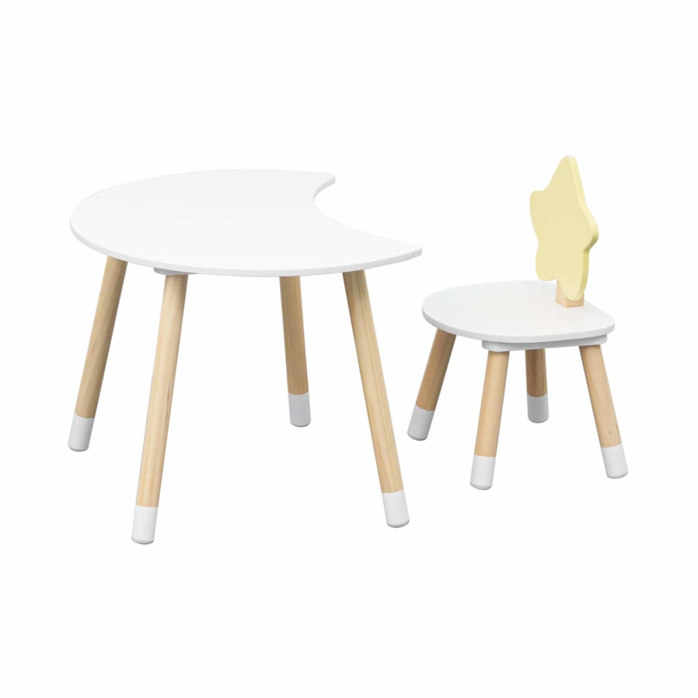 Ensemble table basse et chaise pour enfants blanc et marron