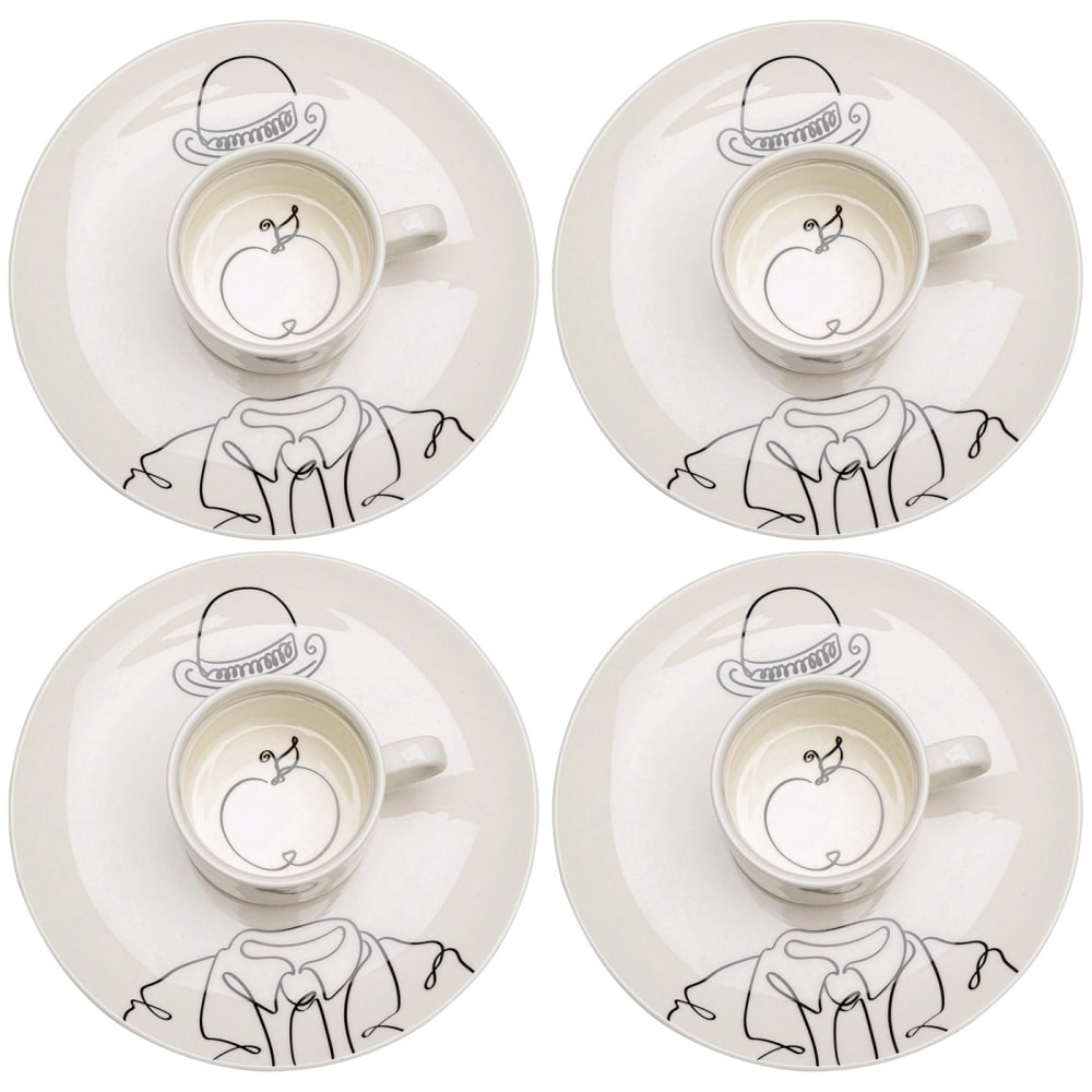 Tasse avec coupelle pomme - porcelaine
