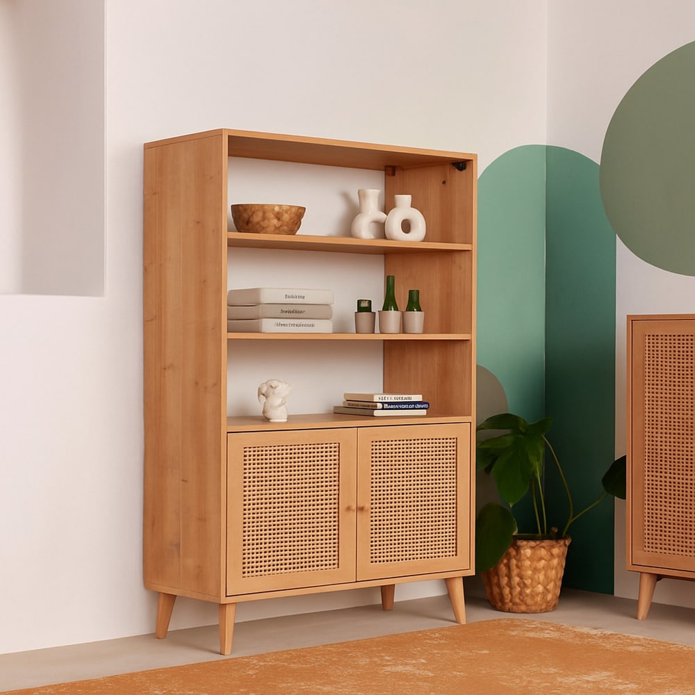 Buffet en bois beige 90x40 h110 cm