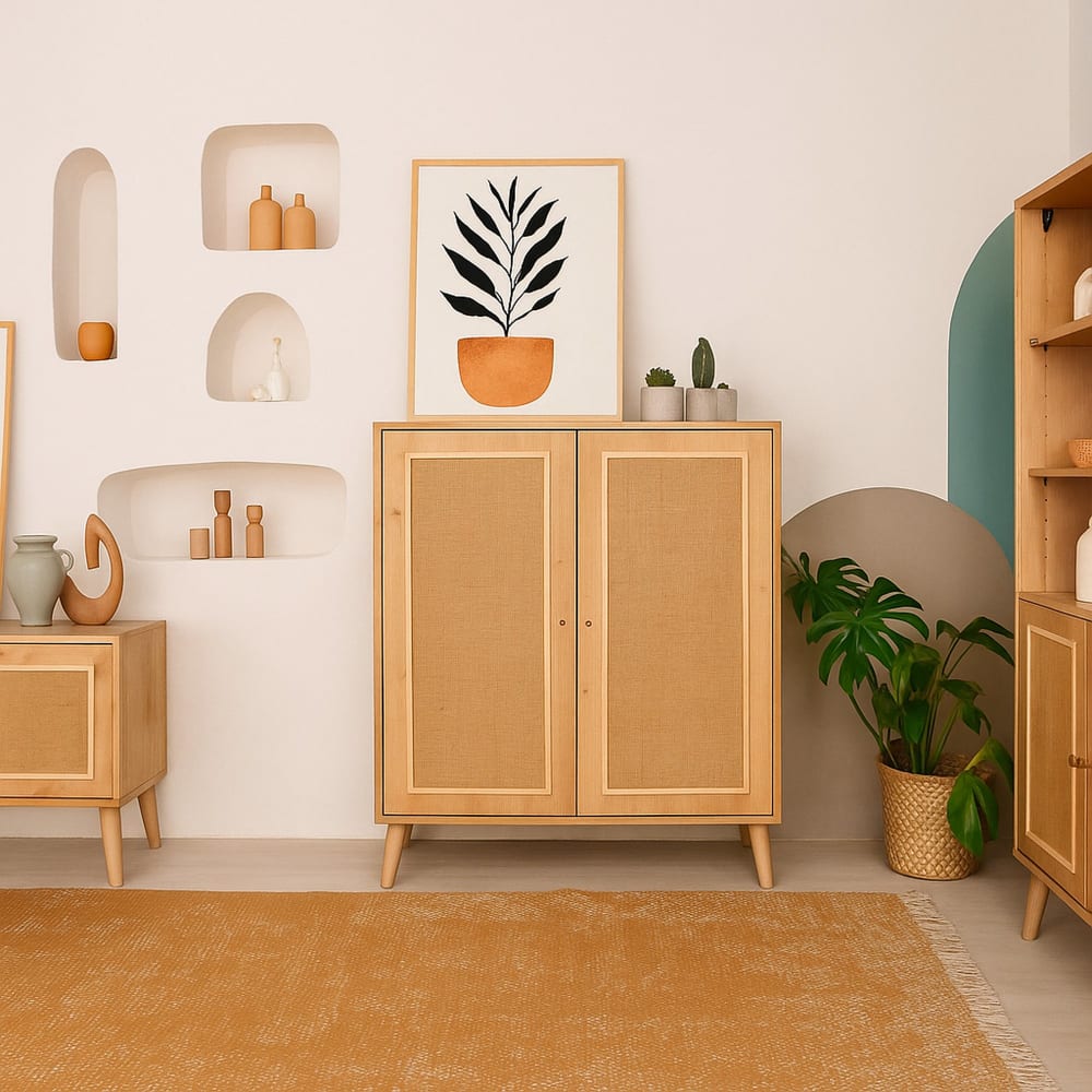 Buffet en bois beige 90x40 h110 cm - Maisons du Monde