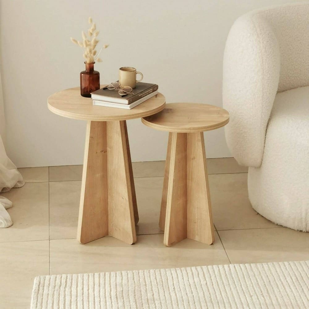 Table basse effet bois beige 40x40 h50 cm