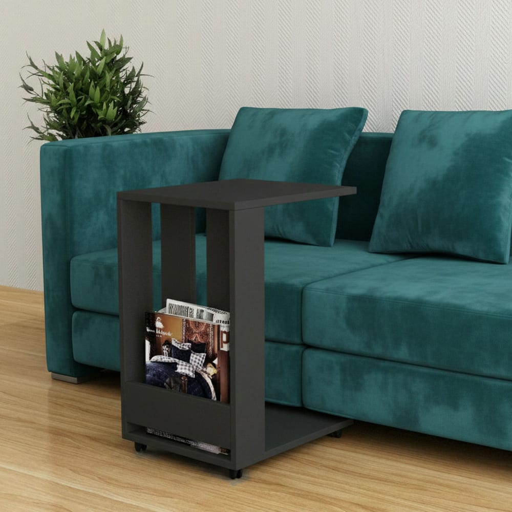 Table basse effet bois anthracite 37x45 h60 cm - Maisons du Monde