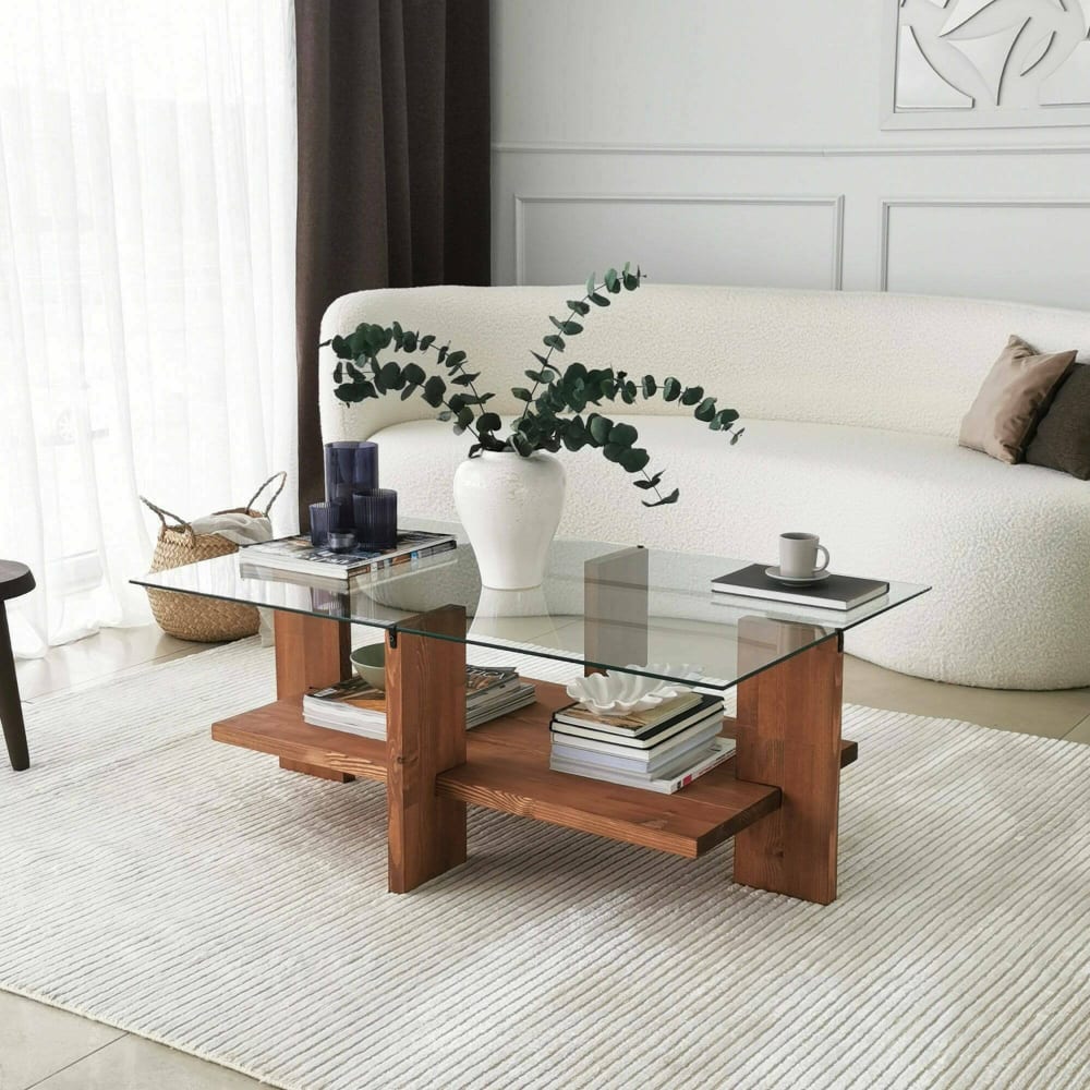 Table basse en bois massif brun noyer - Maisons du Monde