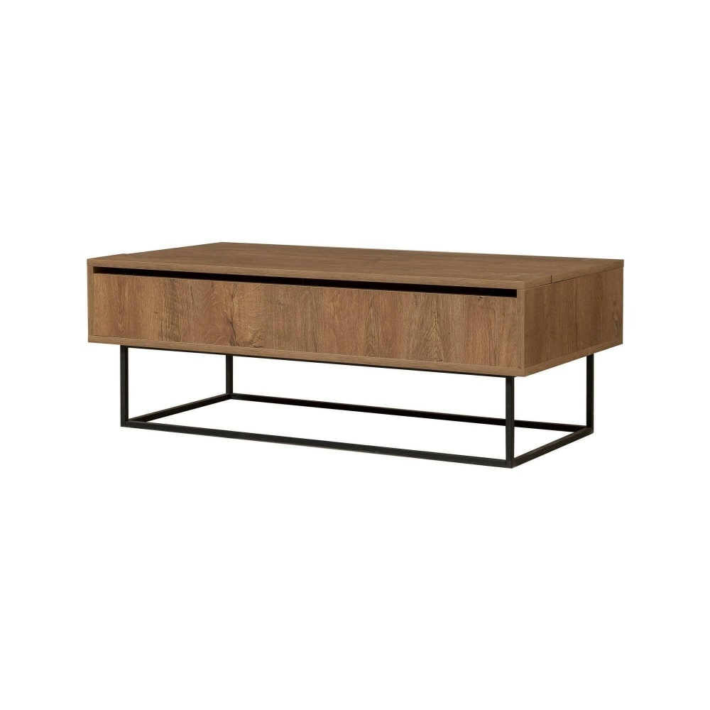 Dmora Table basse effet bois beige, noir 120x60 h43 cm style contemporain Marron Métal - 120x43x60cm