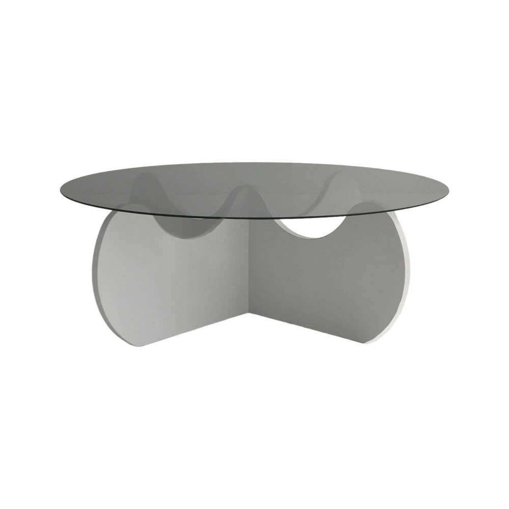 Table basse effet bois blanc 90x90 h30 cm