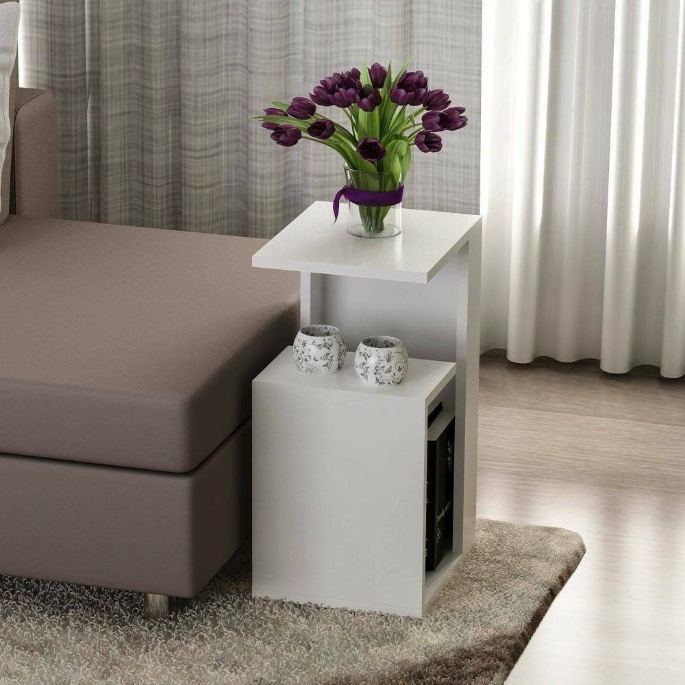 Table basse effet bois blanc 35x30 h60 cm - Maisons du Monde