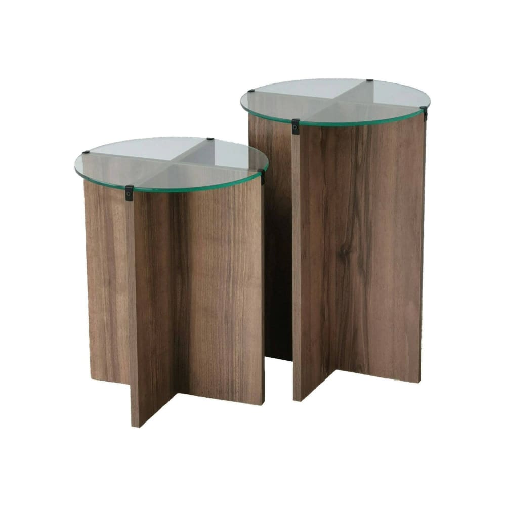 Table basse en bois mélaminé brun noyer