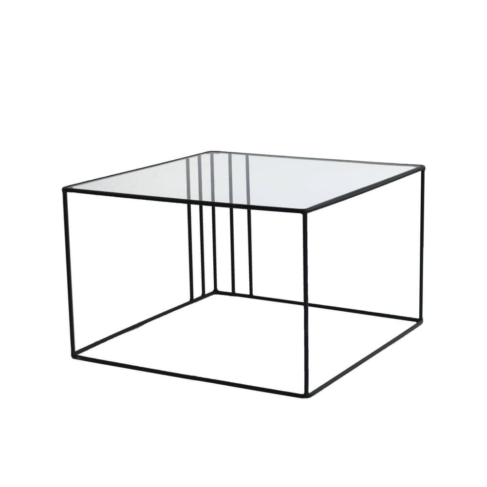Dmora Table basse en métal noir 55x55x36h cm style contemporain Noir Métal - 55x36x55cm