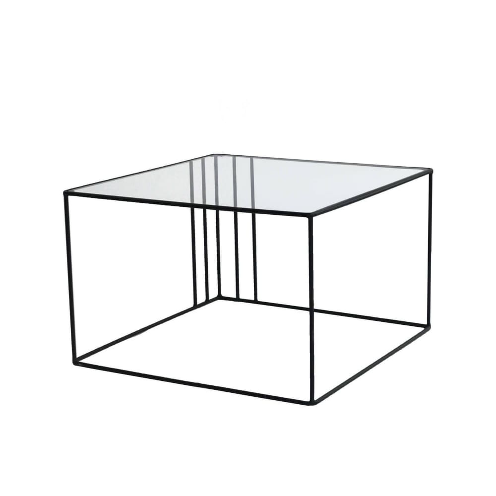 Table basse en verre noir 55x55 h36 cm