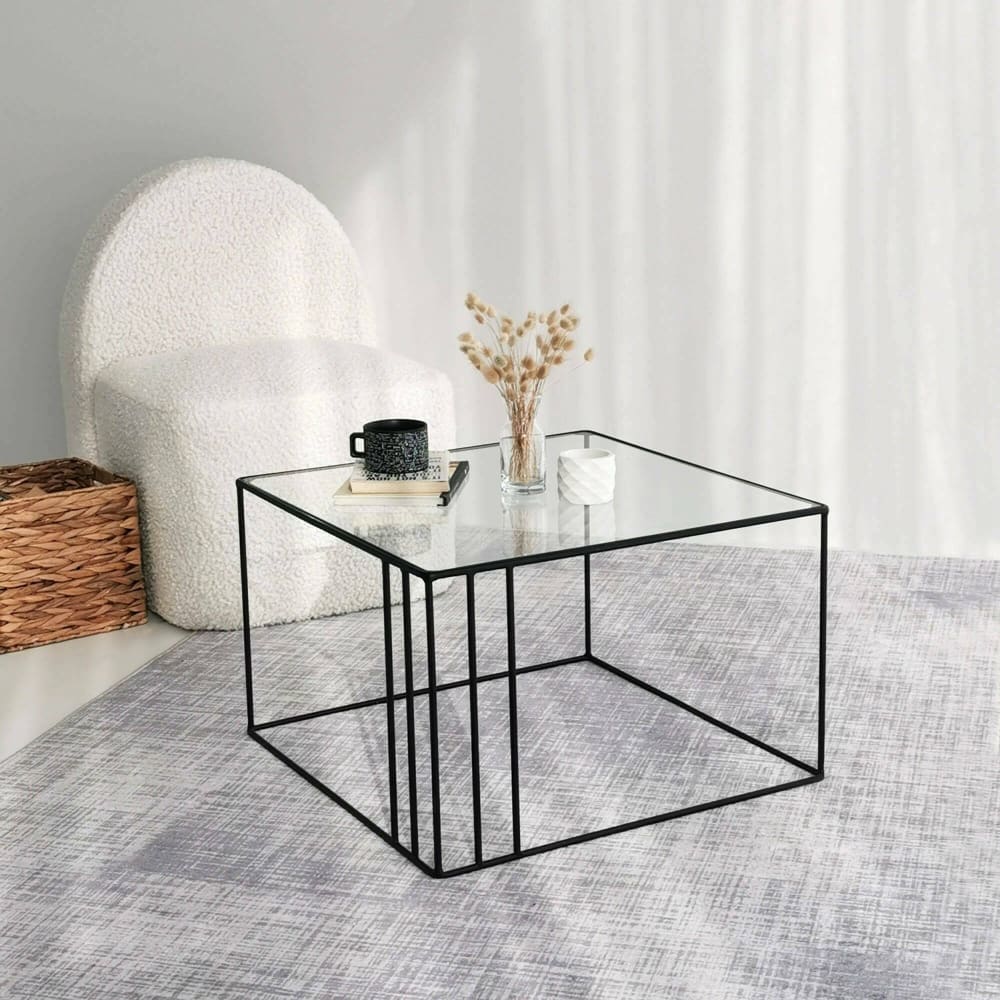 Table basse en métal noir 55x55x36h cm - Maisons du Monde