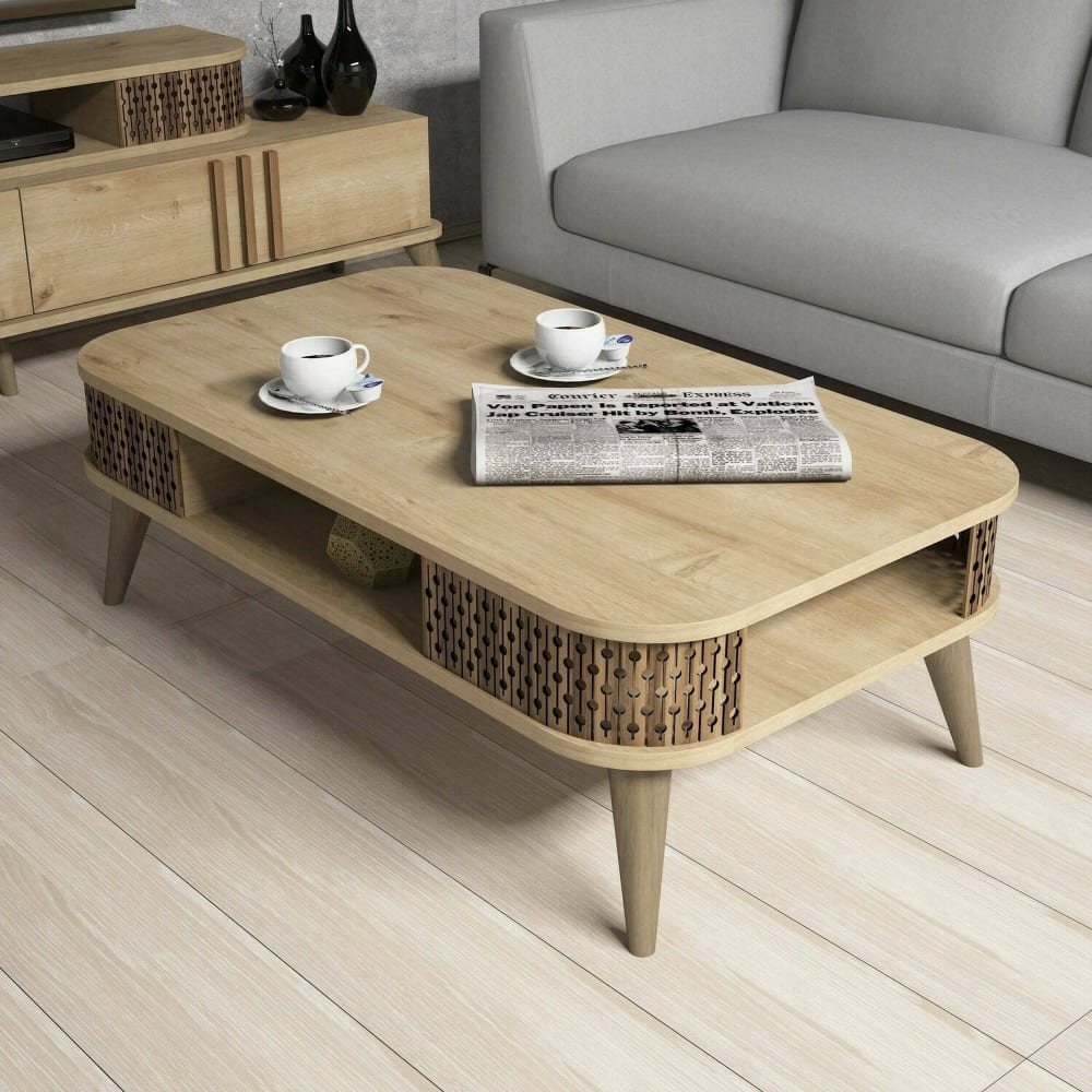 Table basse effet bois beige 105x60 h35 cm - Maisons du Monde