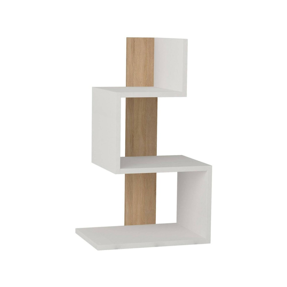Table basse effet bois beige blanc 42x30 h72 cm