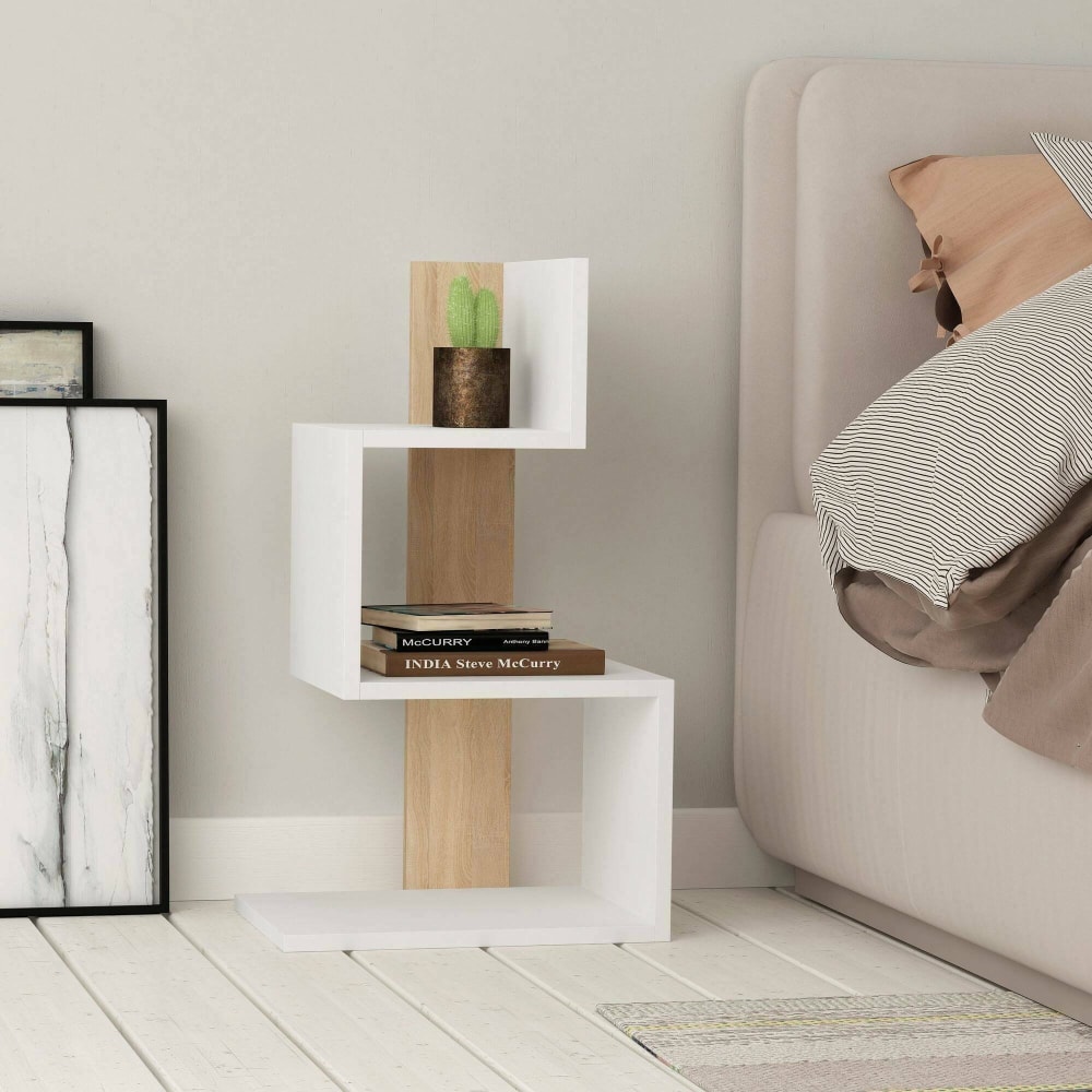Table basse effet bois beige blanc 42x30 h72 cm - Maisons du Monde