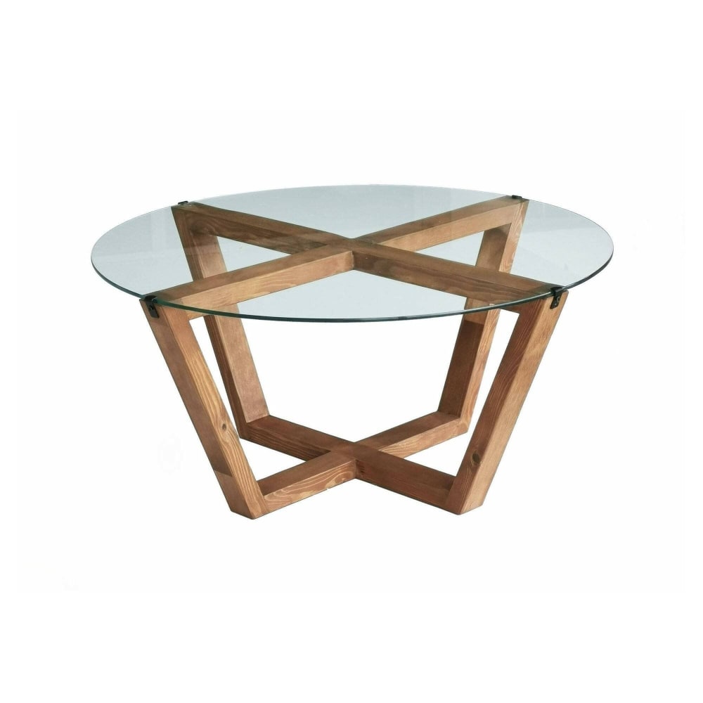 Dmora Wohnzimmertisch aus Massivholz, nussbraun style modern - -