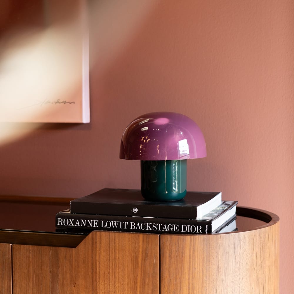 Lampe champignon en acier violet et vert — vue 3