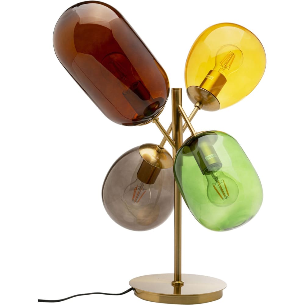 Kare Design Tischleuchte aus Stahl mit 4 Glasschirmen, mehrfarbig, H55cm style vintage - Glas