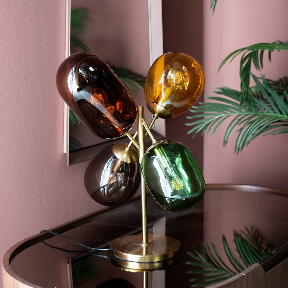 Lampe en verre et acier doré - Maisons du Monde