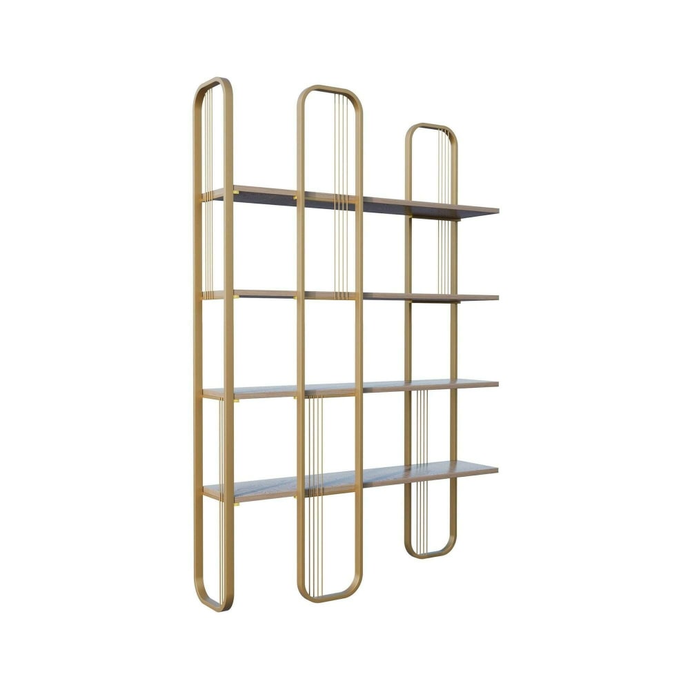 Dmora Bücherregal Holzeffekt gelb 125x28 h180 cm style modern Gold Holz