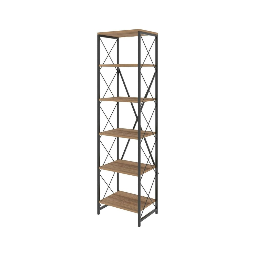 Dmora Bücherregal Holzeffekt eiche, schwarz 50x30 h180 cm style modern Braun Holz