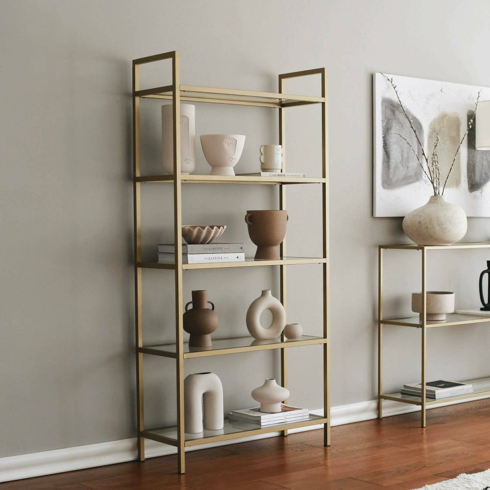 Bibliothèque en verre or 80x30 h165 cm - Maisons du Monde