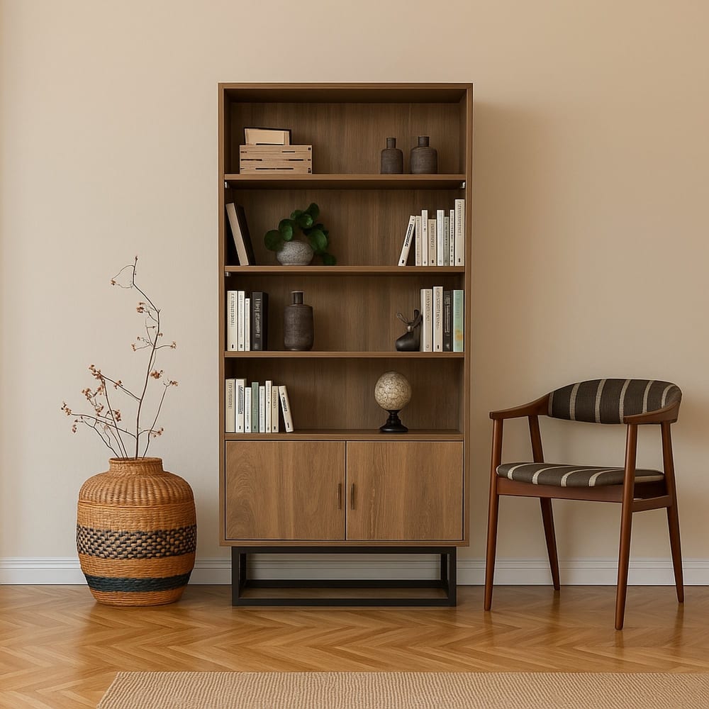 Bibliothèque effet bois beige, noir 80x36 h182 cm - Maisons du Monde