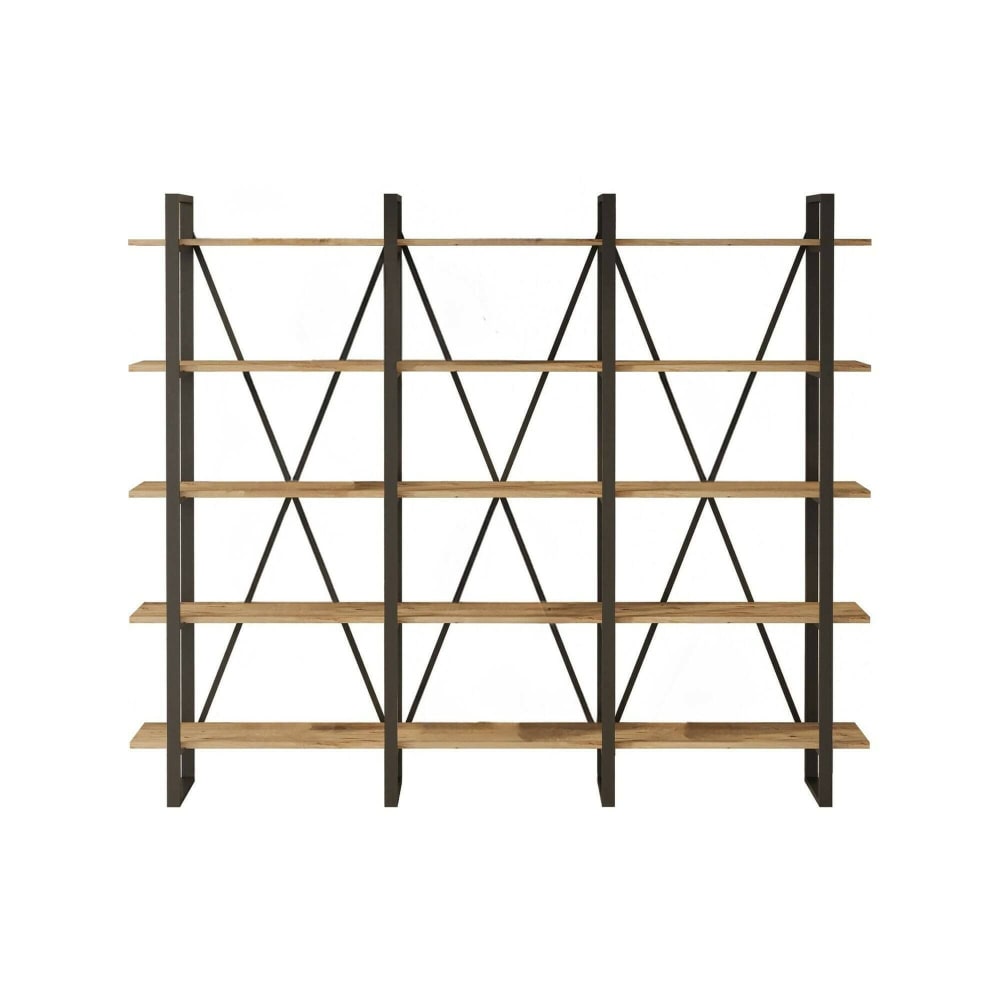 Dmora Bücherregal Holzeffekt eiche 220x34 h180 cm style modern Braun Holz