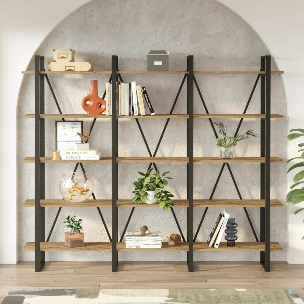 Bibliothèque effet bois beige 220x34 h180 cm - Maisons du Monde