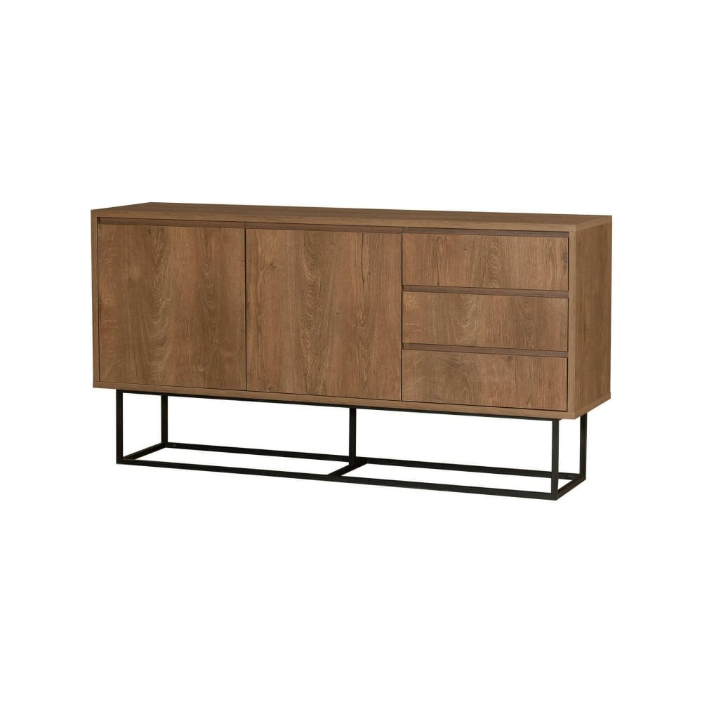 Console effet bois beige, noir 140x36 h72 cm