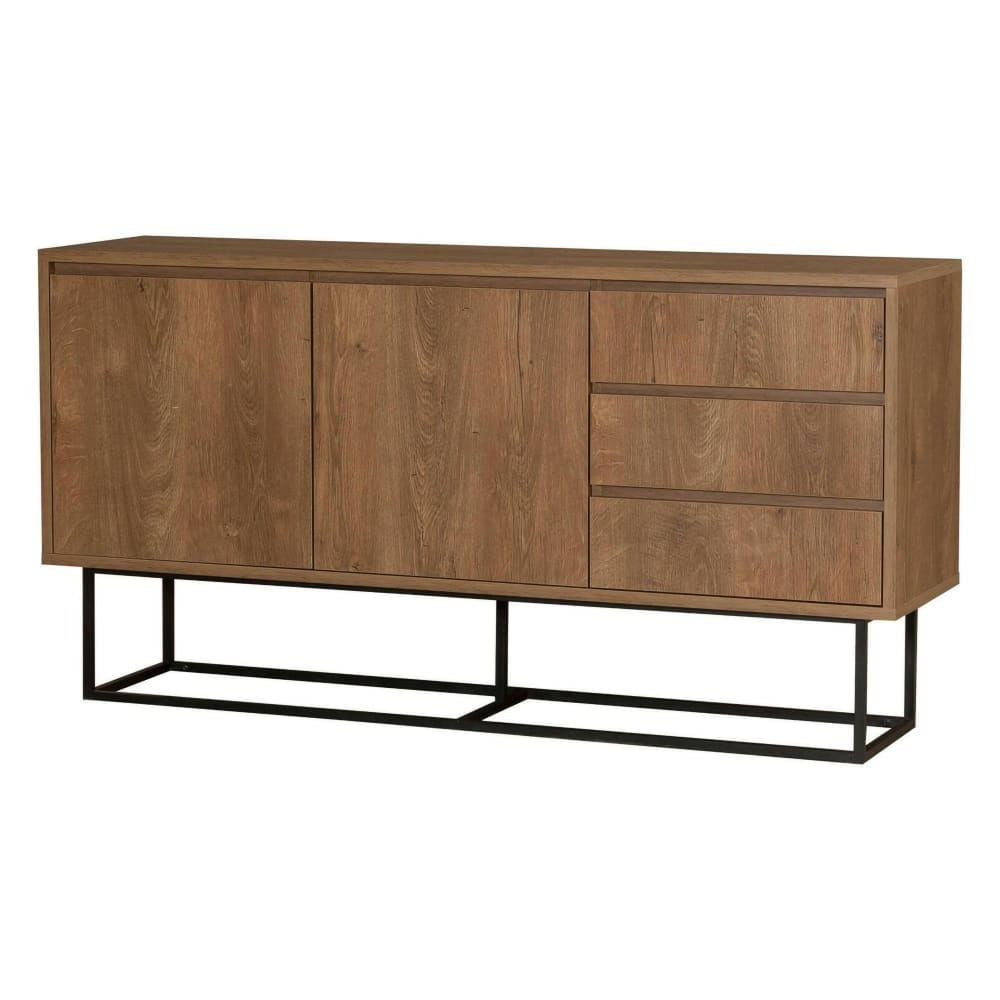 Dmora Konsolentisch Holzeffekt walnuss, schwarz 140x36 h72 cm style modern Braun Metall