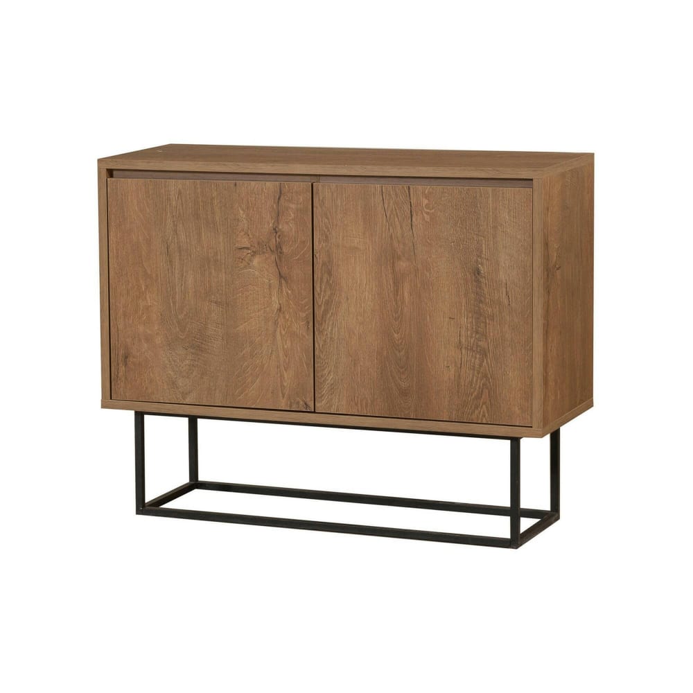 Console effet bois beige, noir 90x36 h72 cm