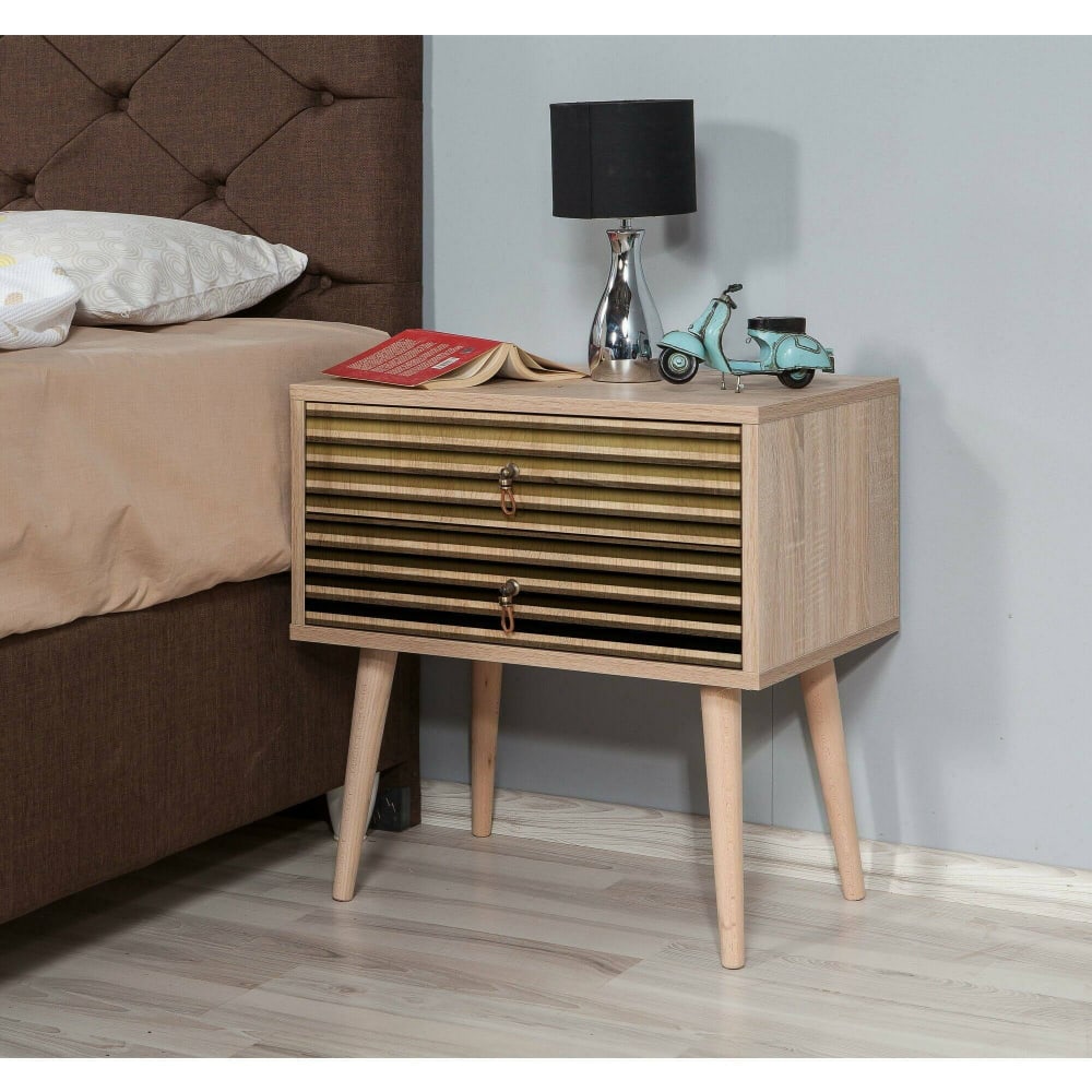 Chevet effet bois beige 60x40 h61 cm