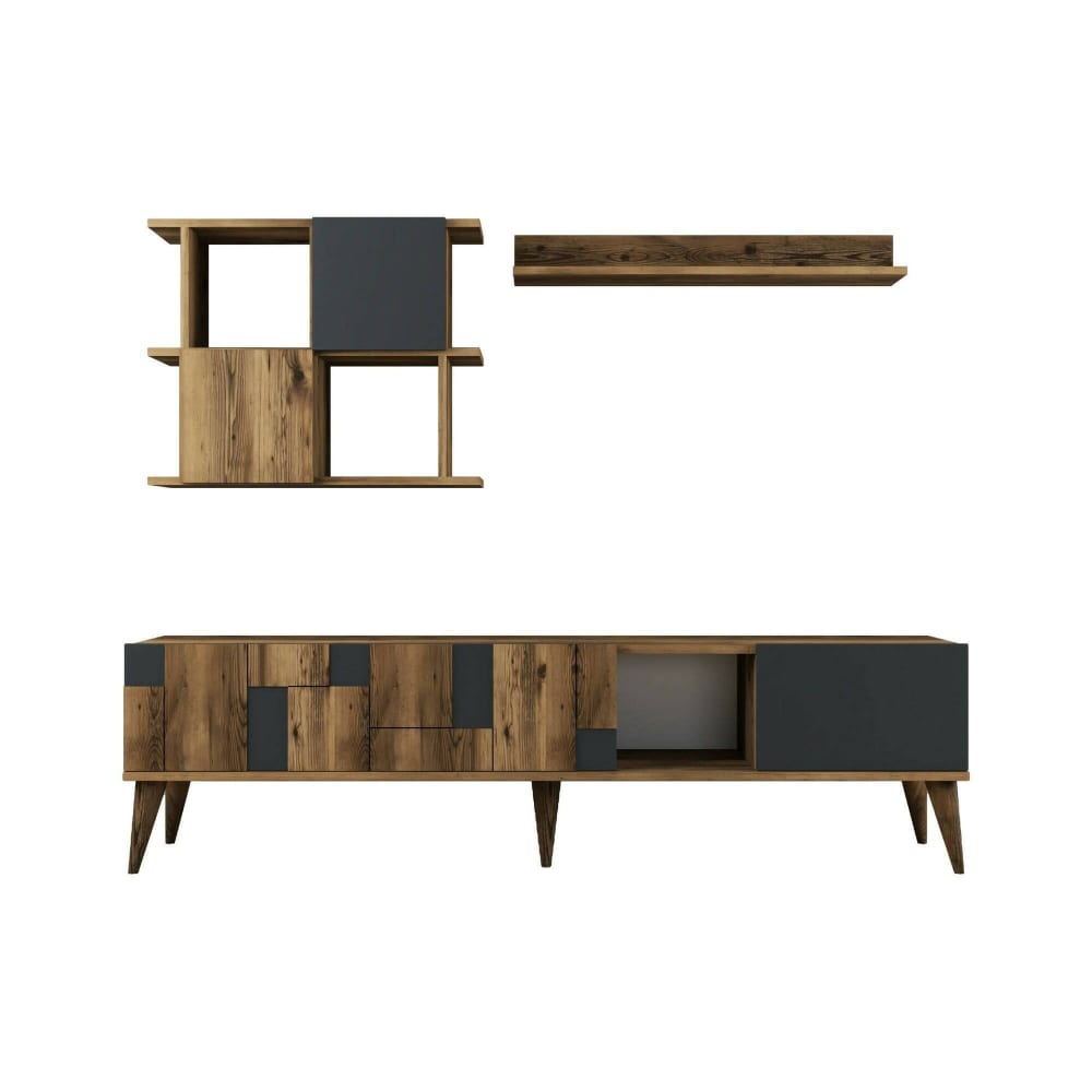 Meuble TV en bois noble brun noyer