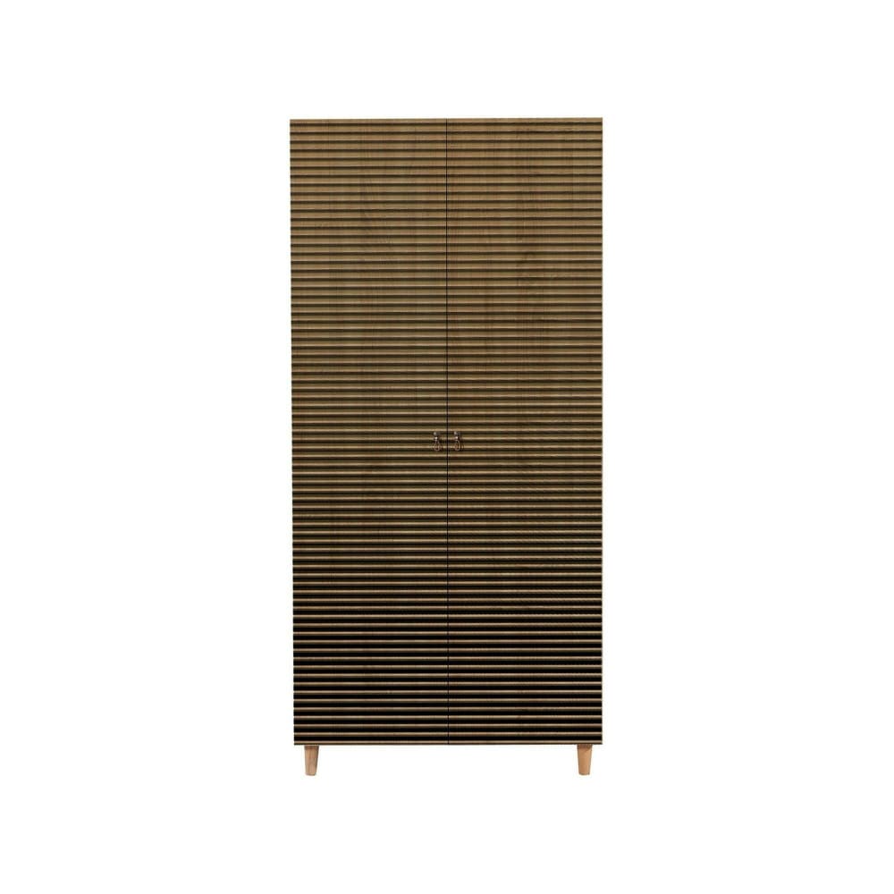 Armoire 2 portes effet bois beige 90x52 h192 cm