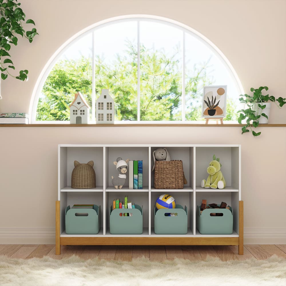 Étagère 8 cubes horizontale blanc et noisette