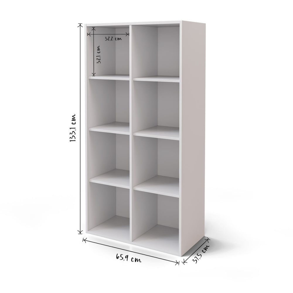Meuble de rangement 8 cases effet bois blanc (ID Kids) - Image 2