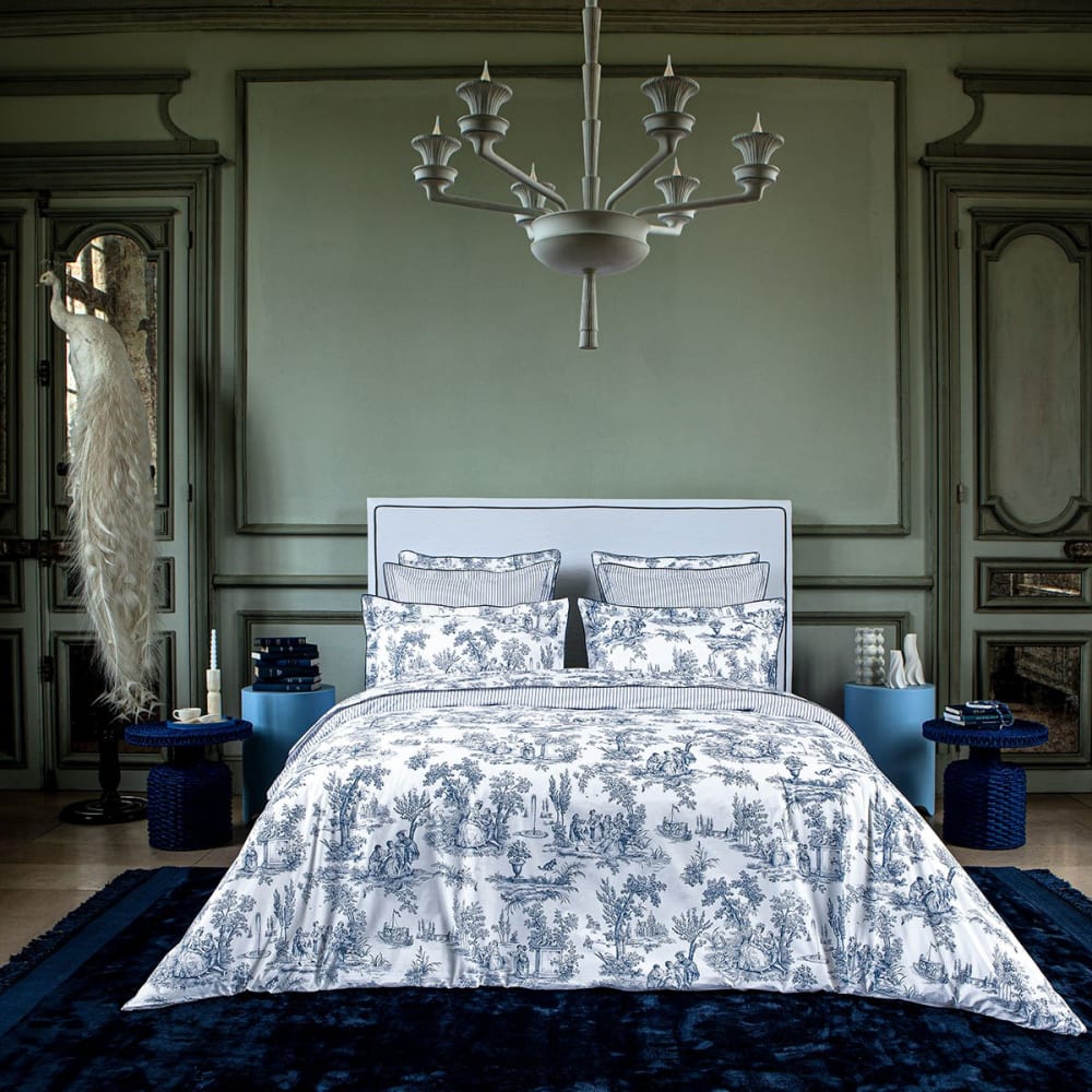 Housse de couette percale bleu foncé 200x200 cm