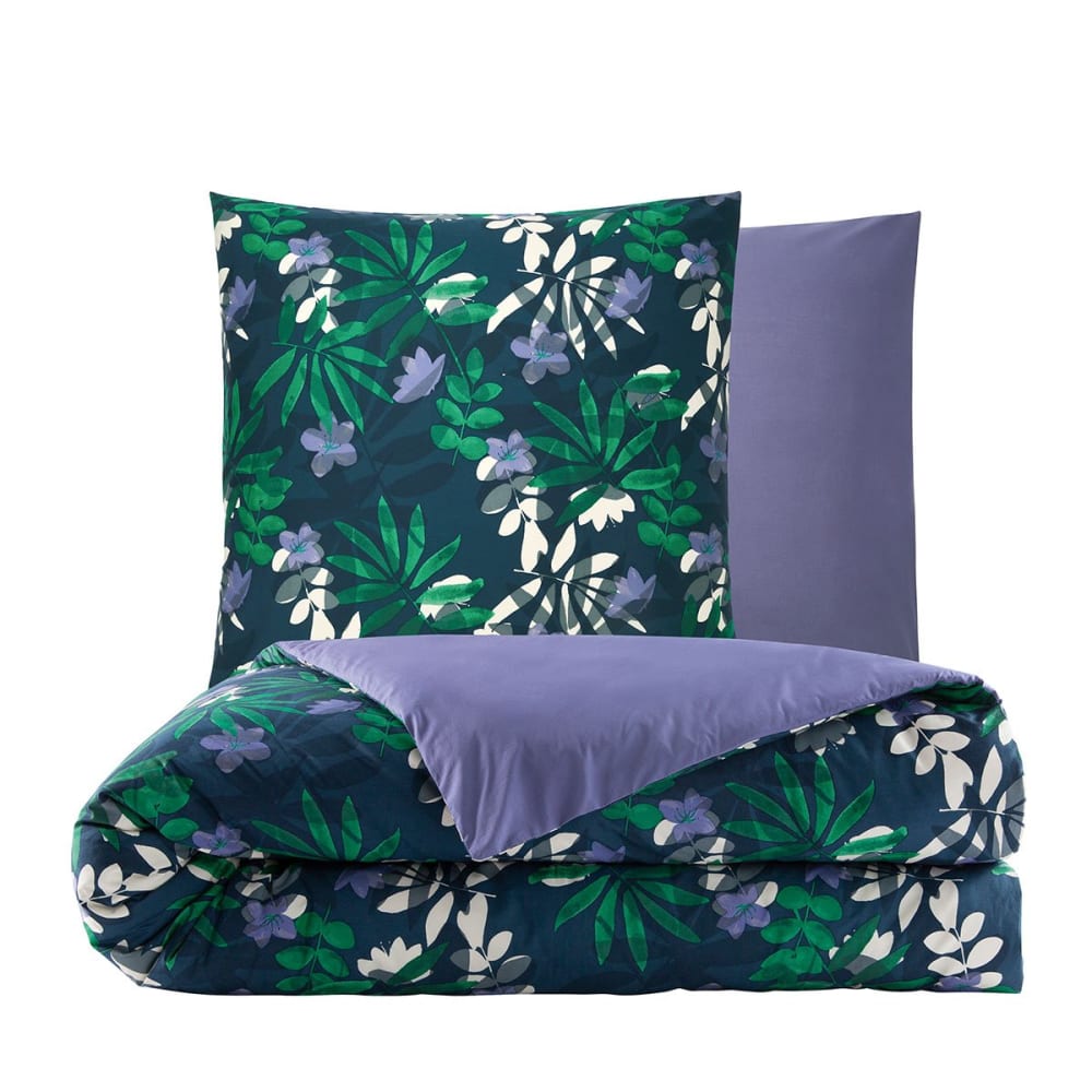 Parure de lit percale bleu foncé 240x220 + 2x65x65 cm — vue 4