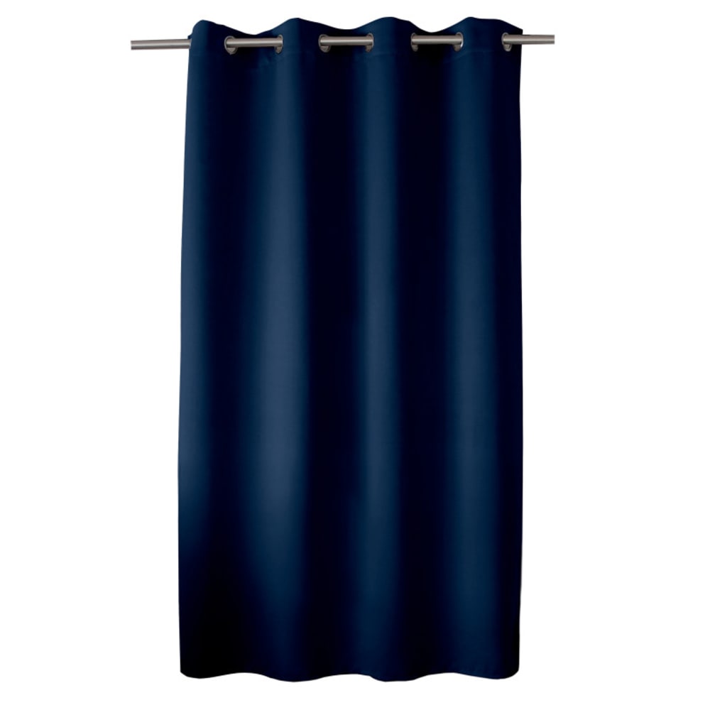 Rideau occultant fil noir avec 8 œillets polyester bleu marine 140x180 - Maisons du Monde